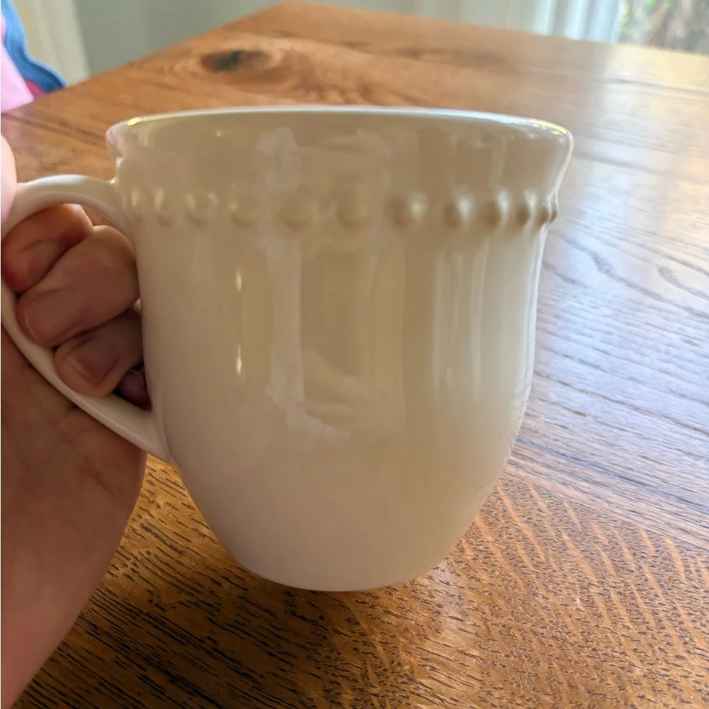 Pottery Barn Emma White/Cream Beaded Mugs- set of 2- 10 oz. - Picture 10 of 10